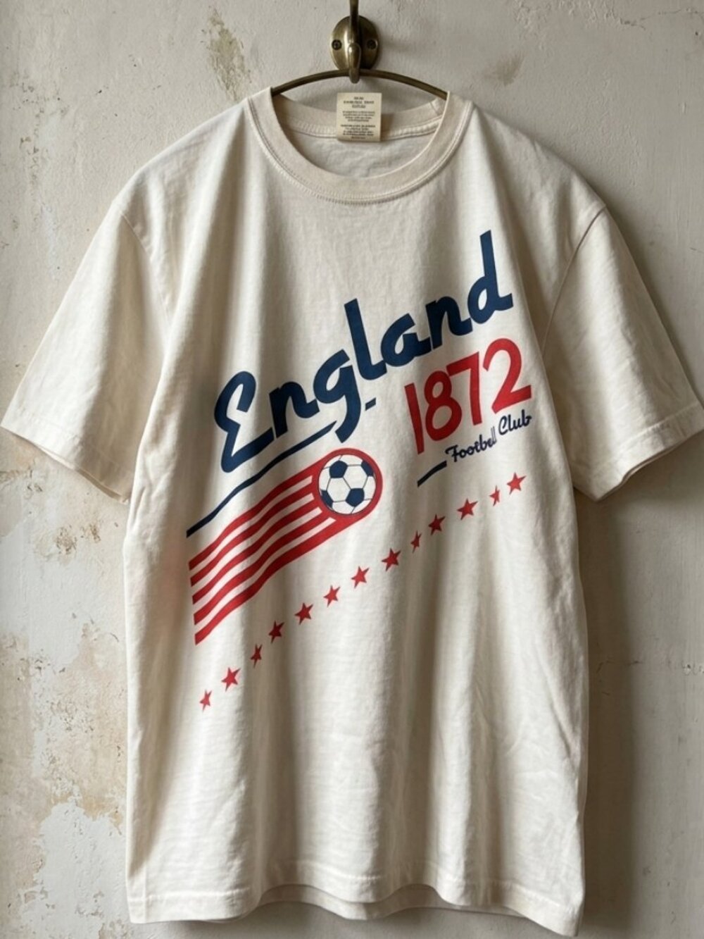 England Football T-Shirt, Retro 90s UK World Soccer Team Graphic Tee white off